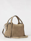suede calfskin handbag with logo charm
