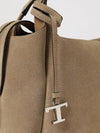 suede calfskin handbag with logo charm