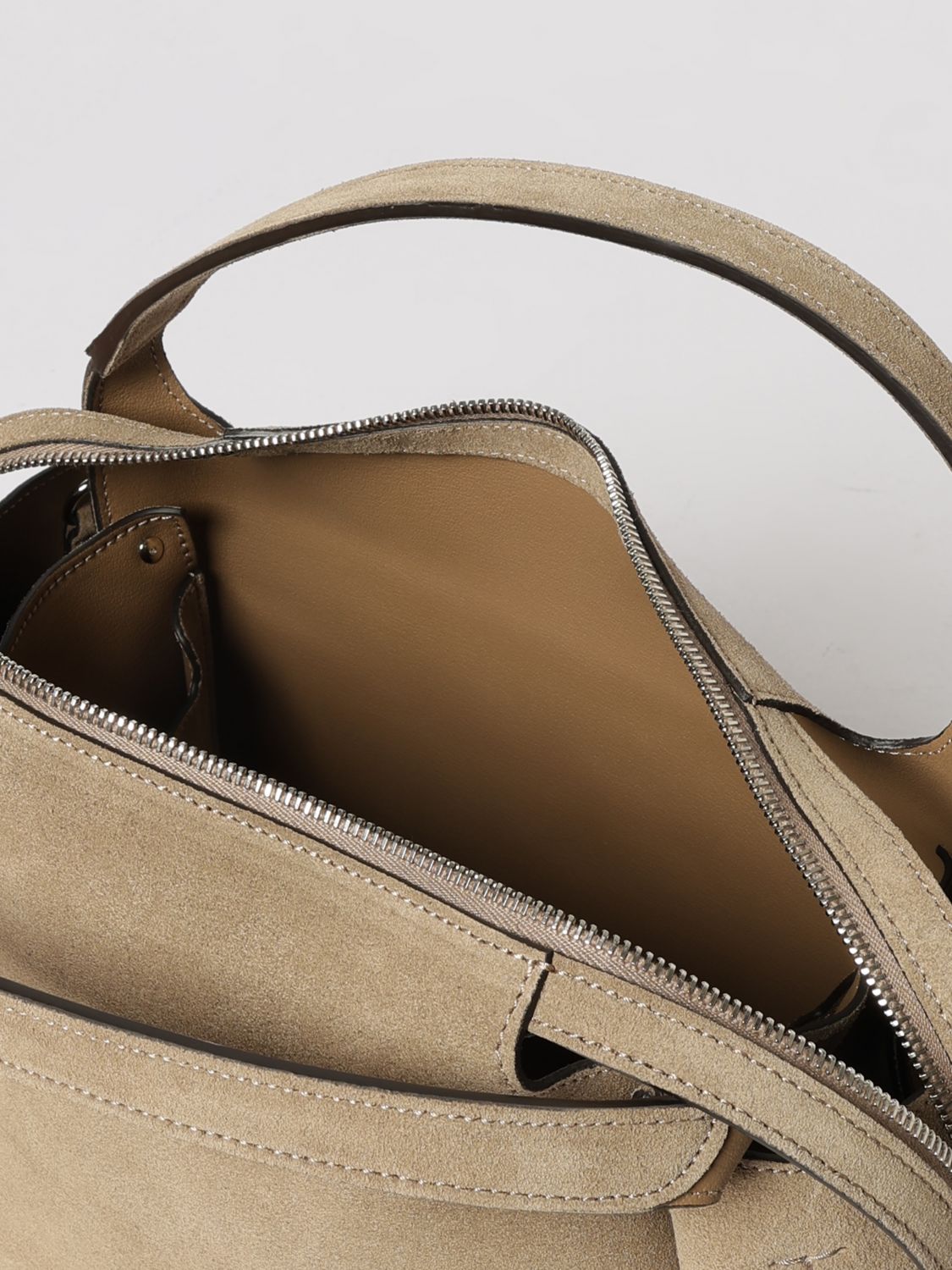 suede calfskin handbag with logo charm