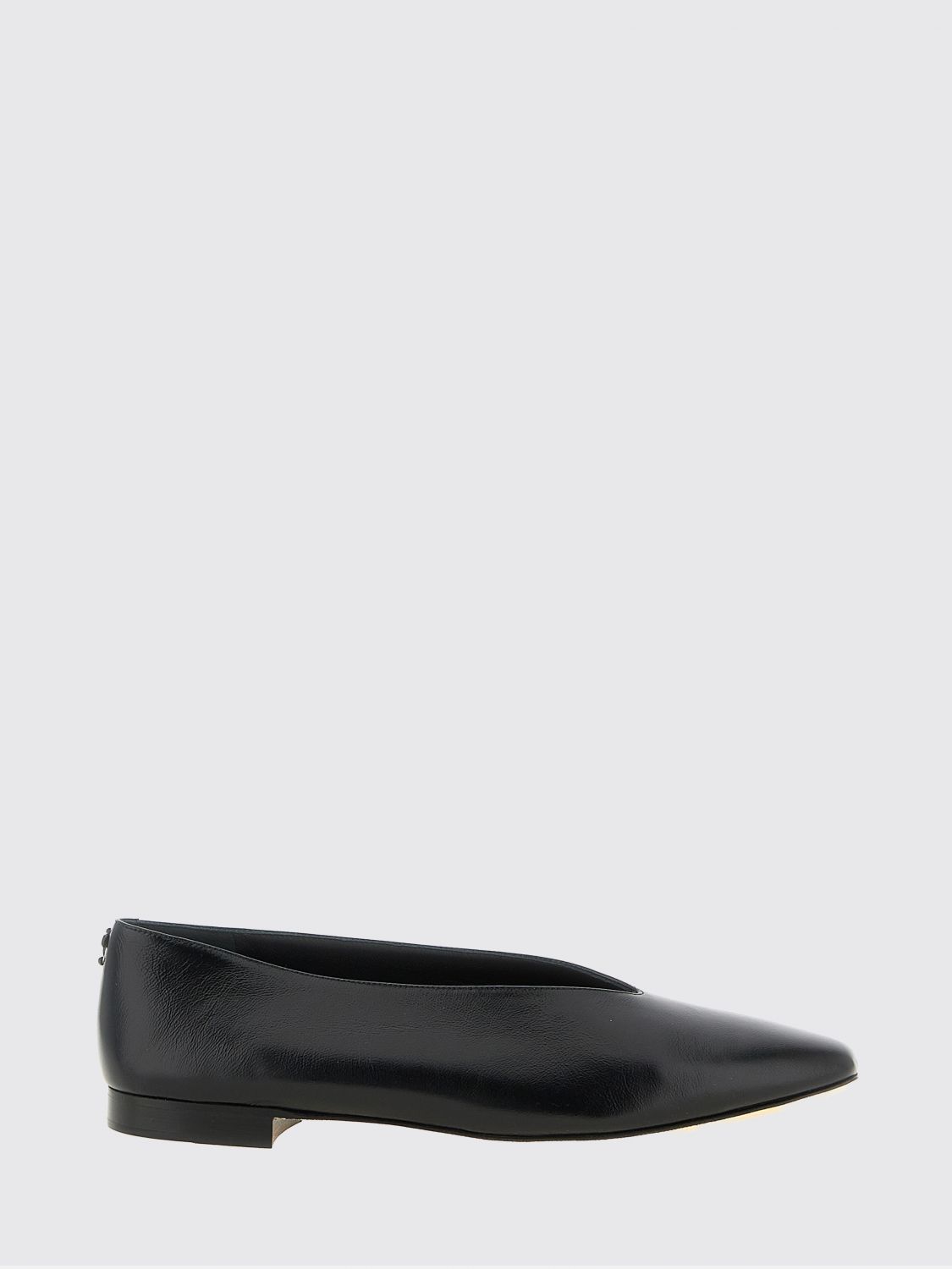 margot smooth leather ballerina flats with rear monogram