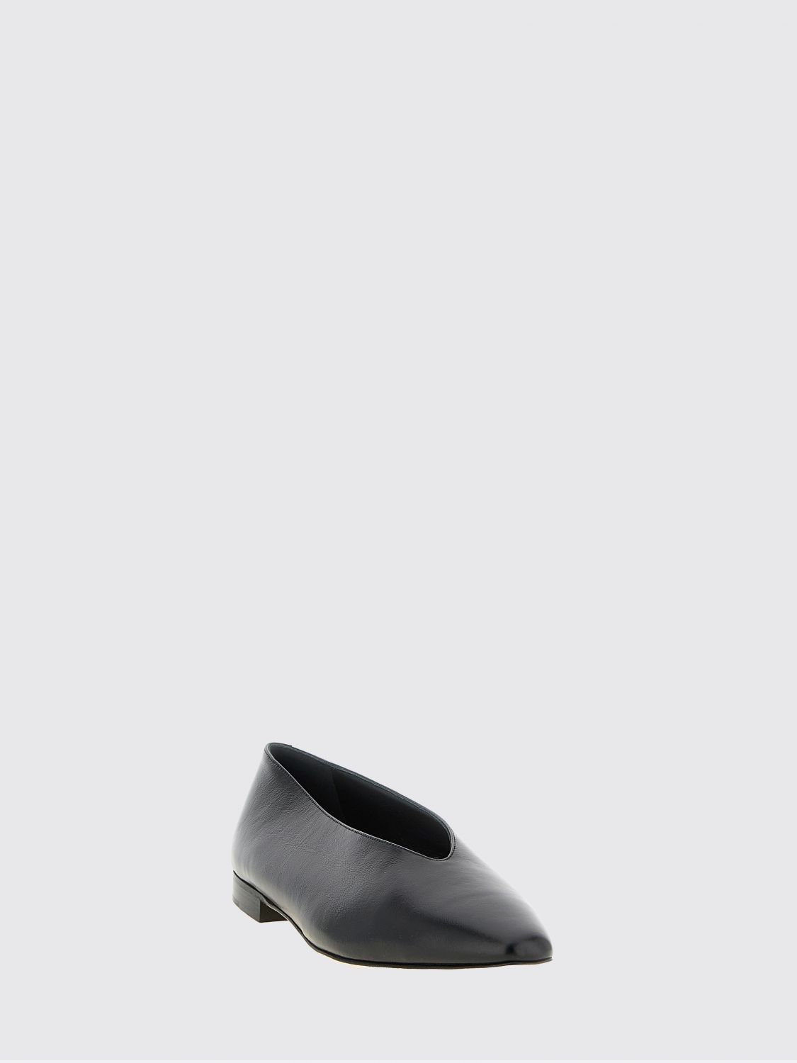 margot smooth leather ballerina flats with rear monogram