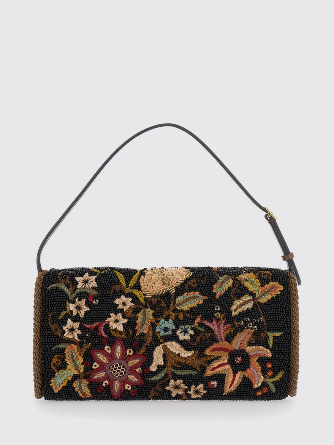 vain floral embroidered beaded shoulder bag
