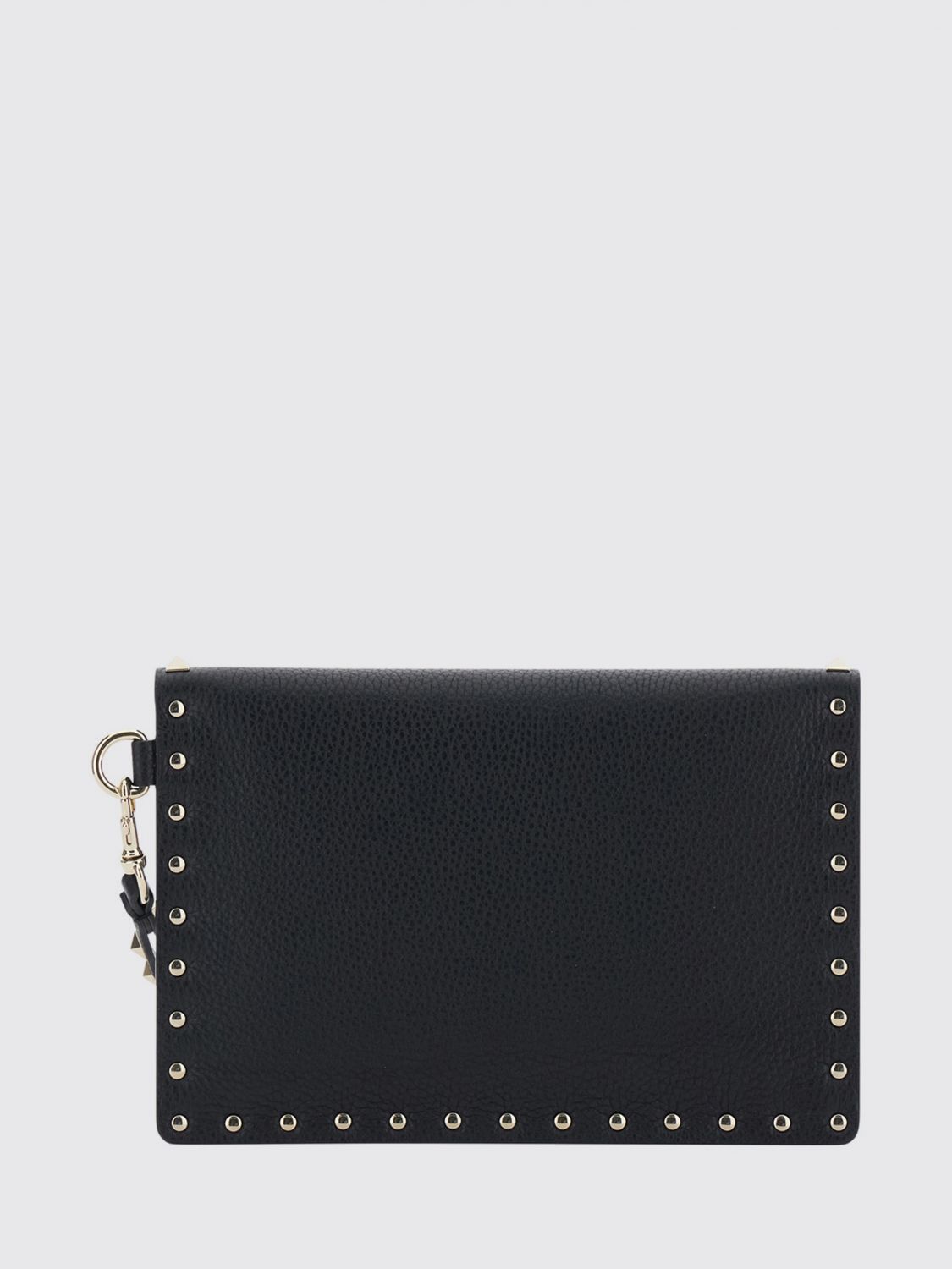 rockstud grained leather envelope clutch with studs