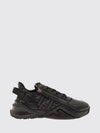 flow low-top leather and fabric sneakers with ff monogram and side zip