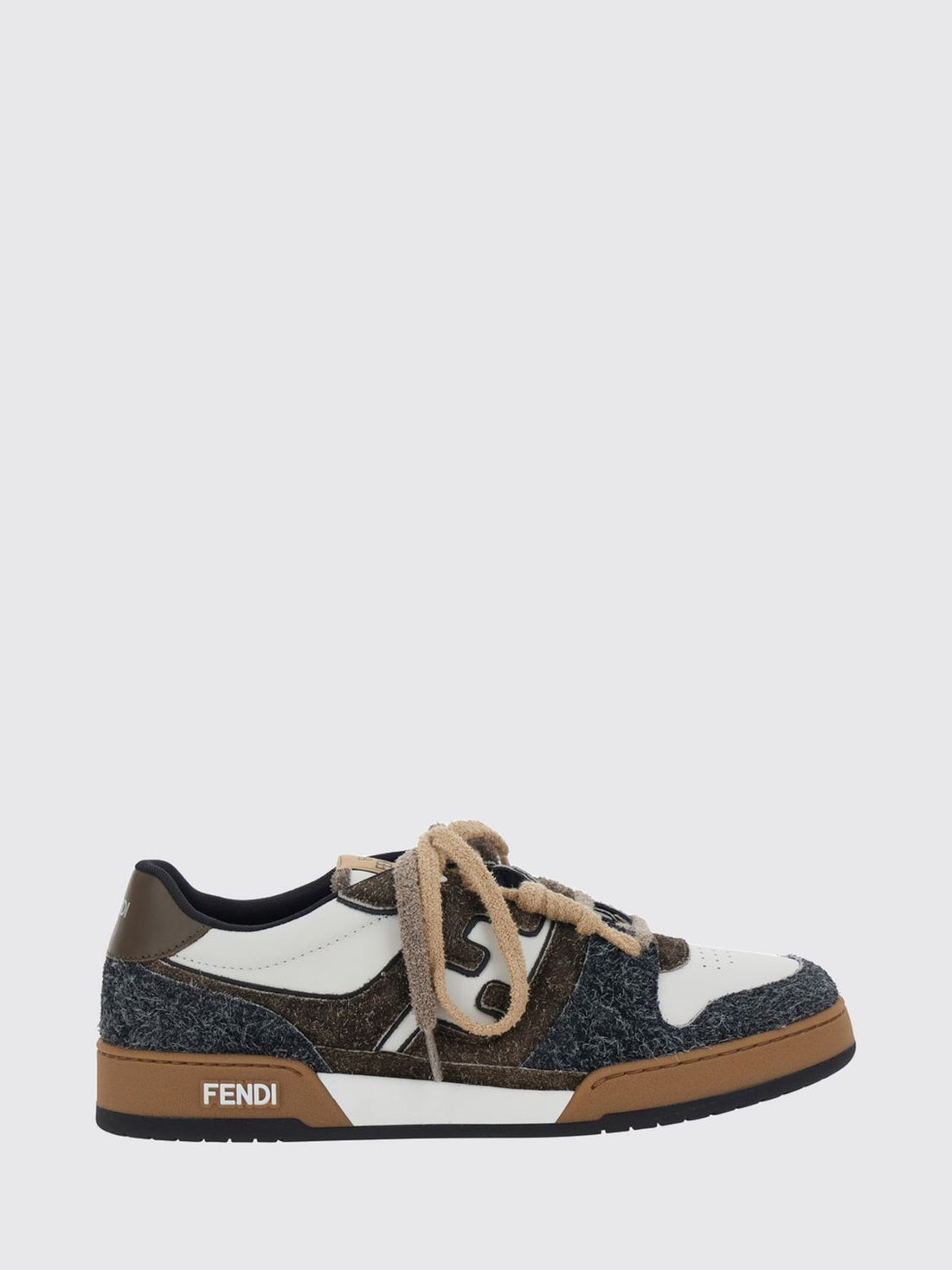 FENDI 6 match low-top suede sneakers with ff monogram and perforated toe