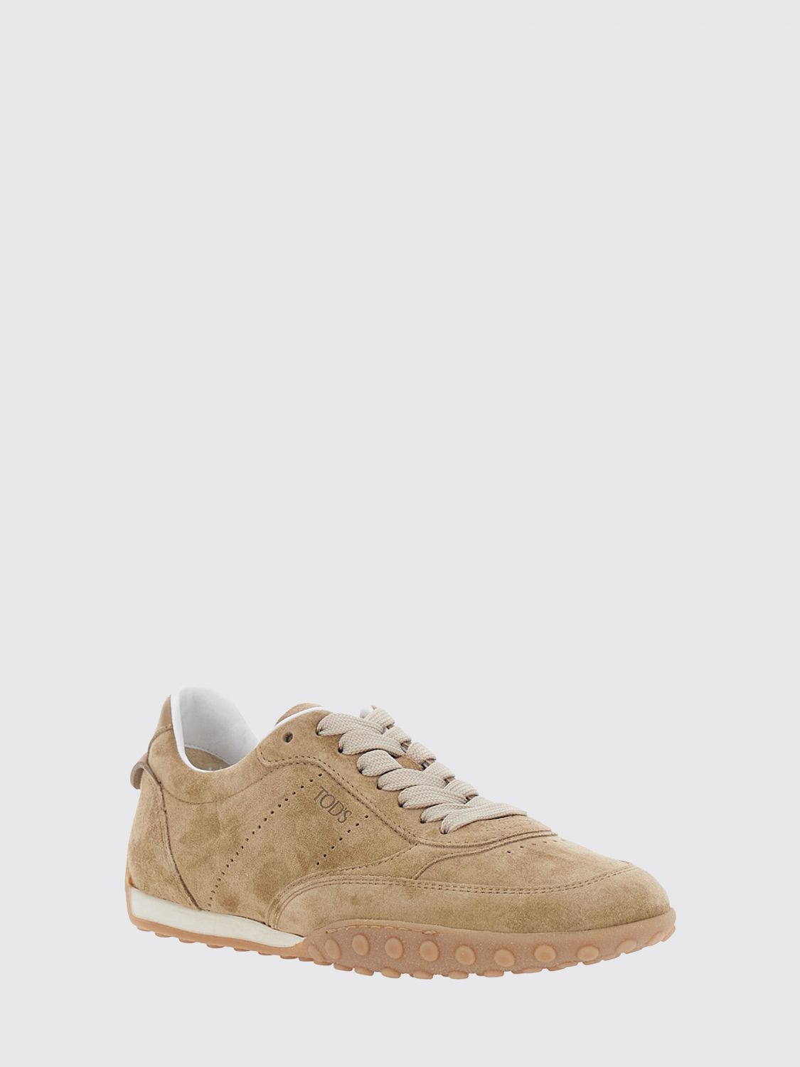suede calfskin low top trainers with pebbled sole