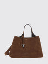 suede calfskin handbag with logo charm