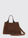 suede calfskin handbag with logo charm