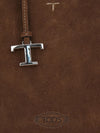 suede calfskin handbag with logo charm