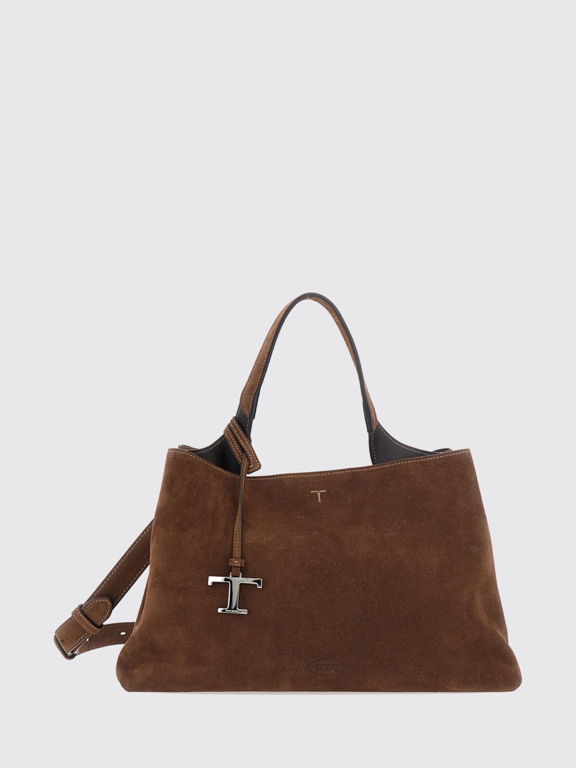 suede shoulder bag with hook closure