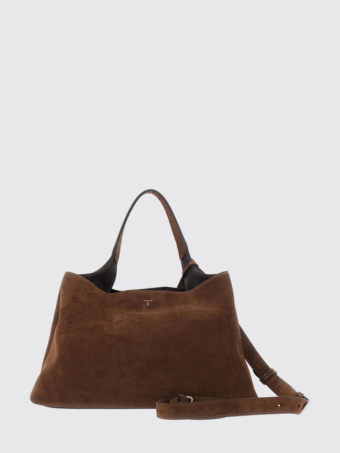 suede shoulder bag with hook closure