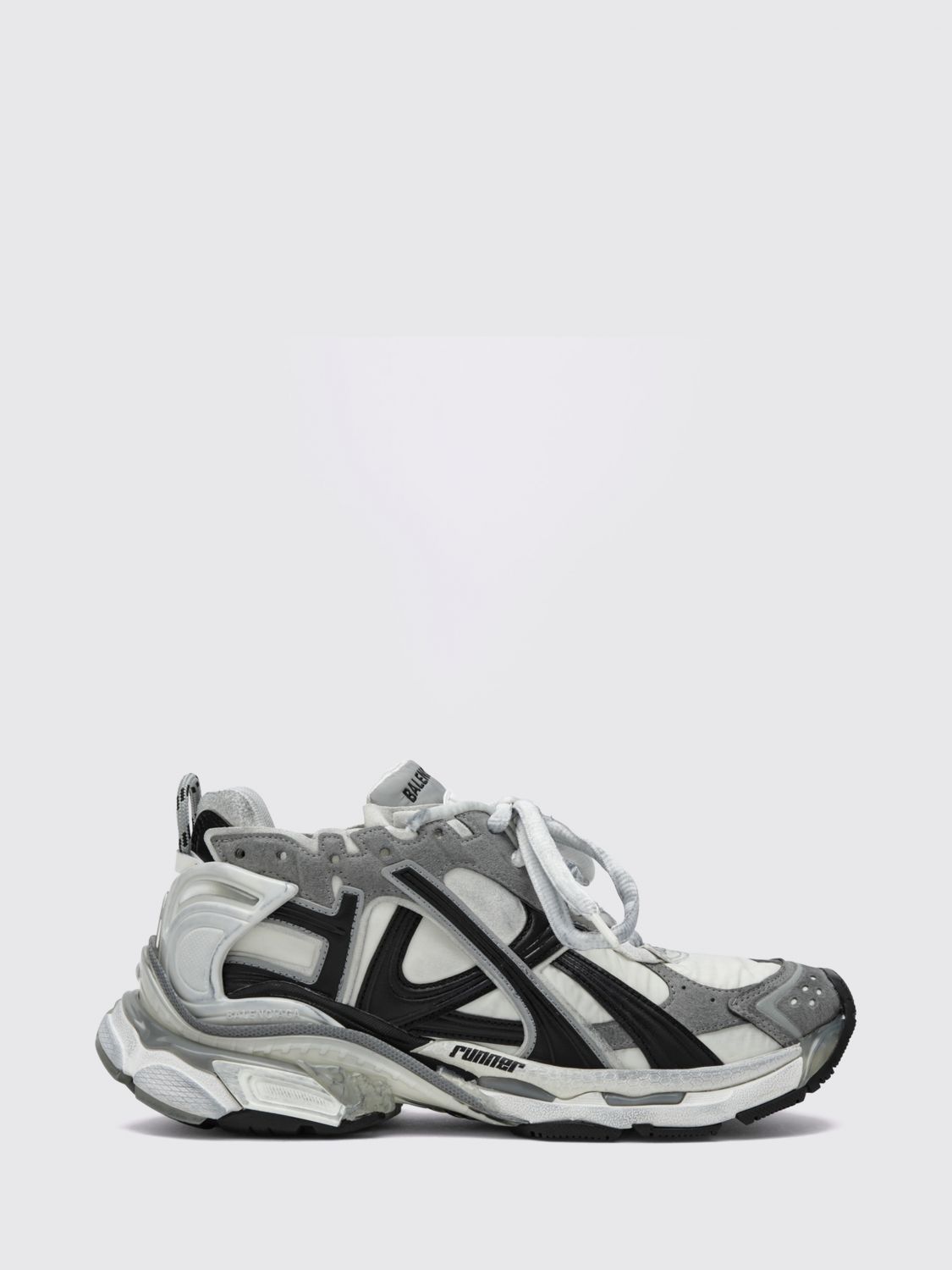 runner low-top sneakers in mesh with a worn-out effect