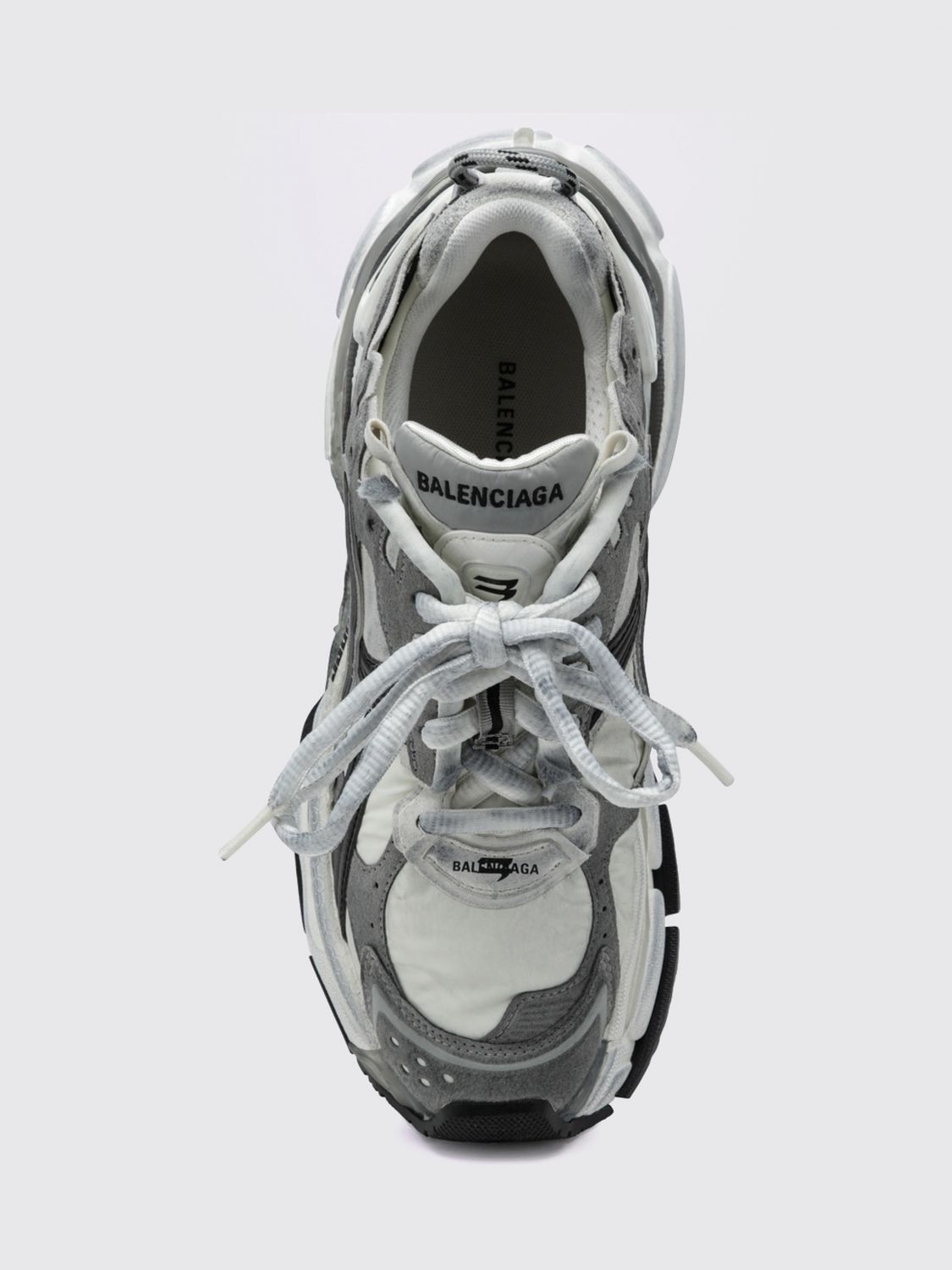 runner low-top sneakers in mesh with a worn-out effect