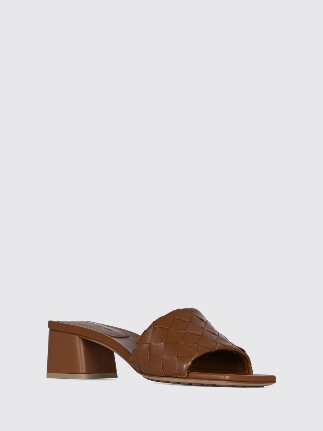 BOTTEGA VENETA 37 parco intrecciato leather mule sandals with low block heel