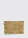 rockstud suede clutch with studs and wrist strap