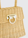 raffia handbag with top handle and gancini metal clasp