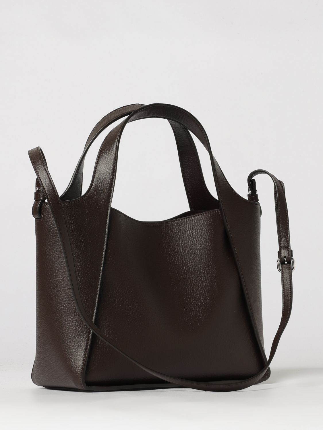 faux leather handbag with perforated logo and strap