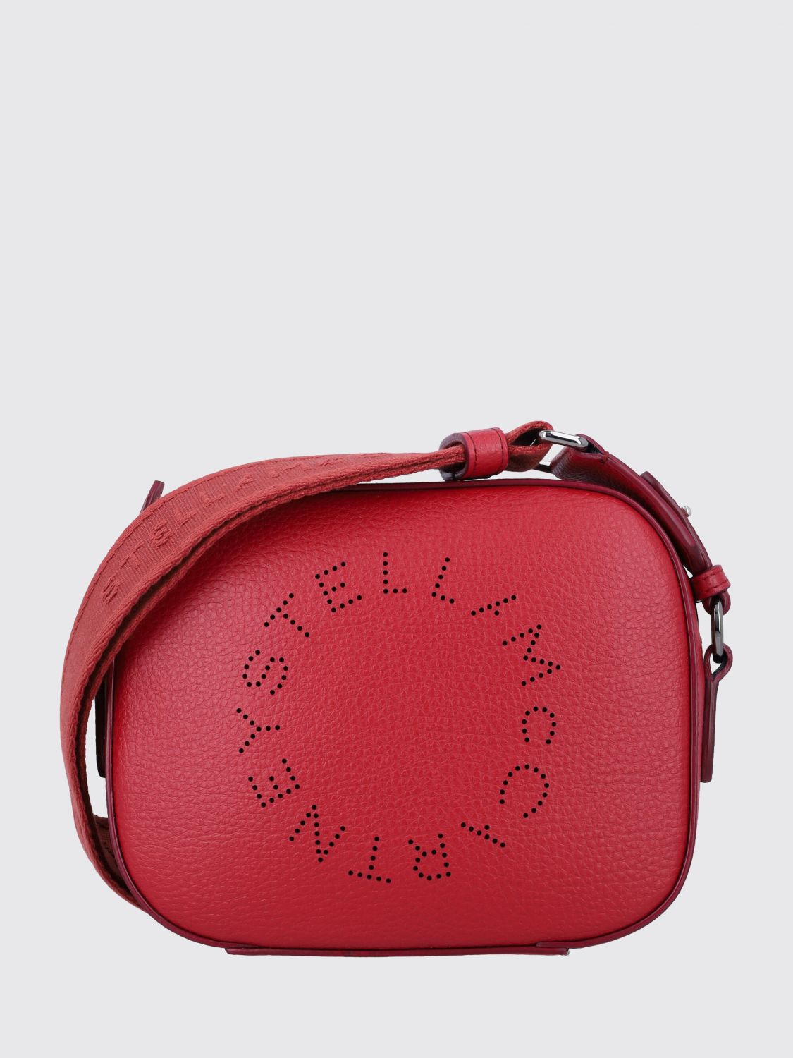 mini faux leather camera bag with perforated logo