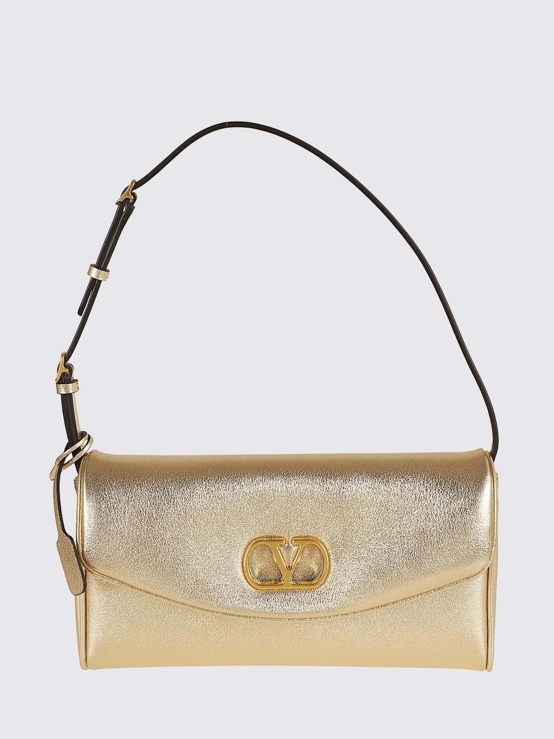 devain laminated nappa shoulder bag with vlogo signature