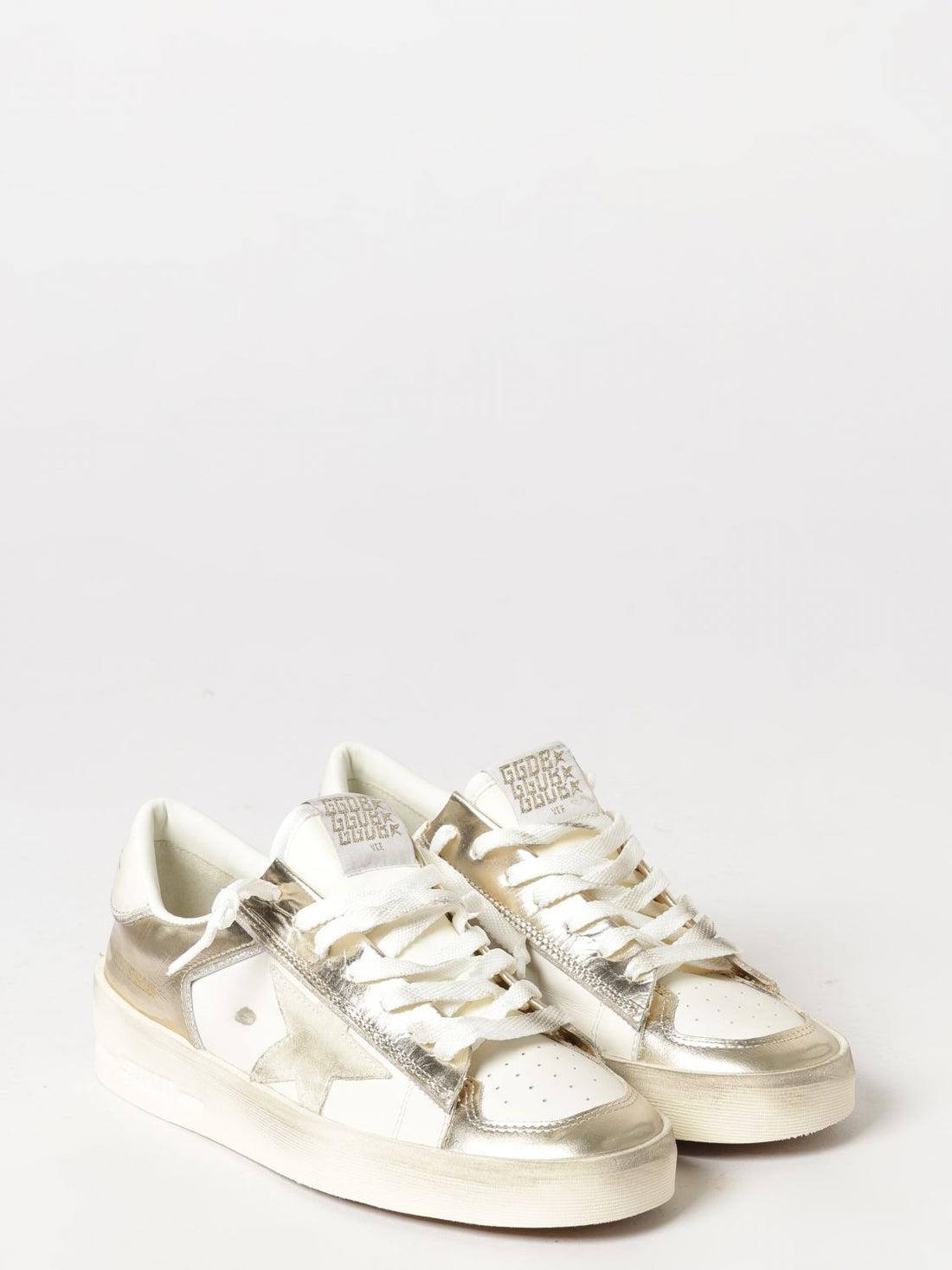 GOLDEN GOOSE 36 stardan bicolour leather low-top sneakers with distressed finish
