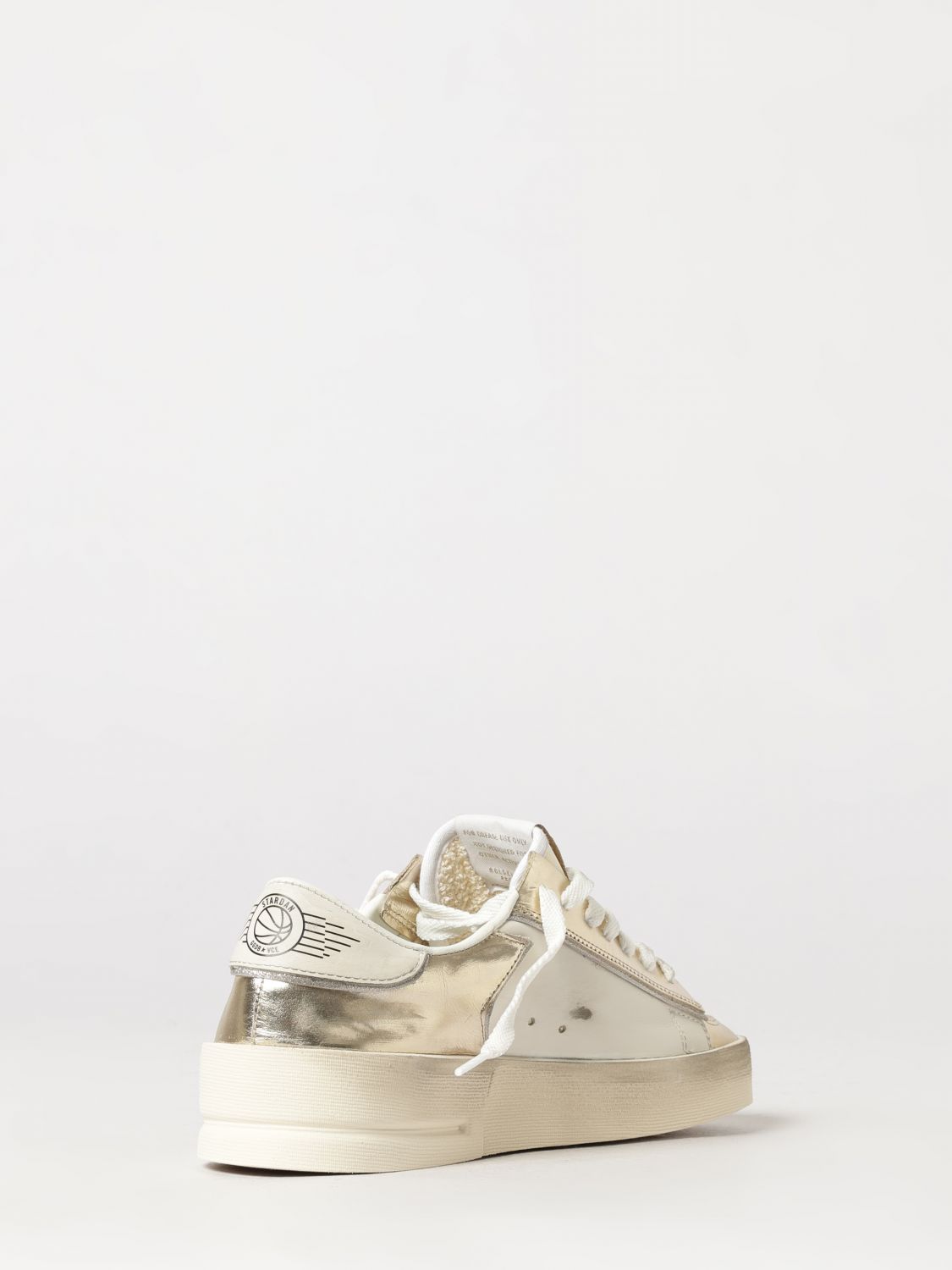 stardan bicolour leather low-top sneakers with distressed finish