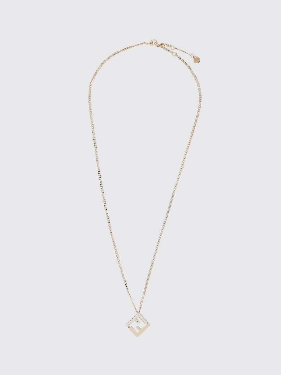 FENDI OS forever ff monogram rhinestone embellished brass necklace