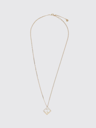 forever ff monogram rhinestone embellished brass necklace