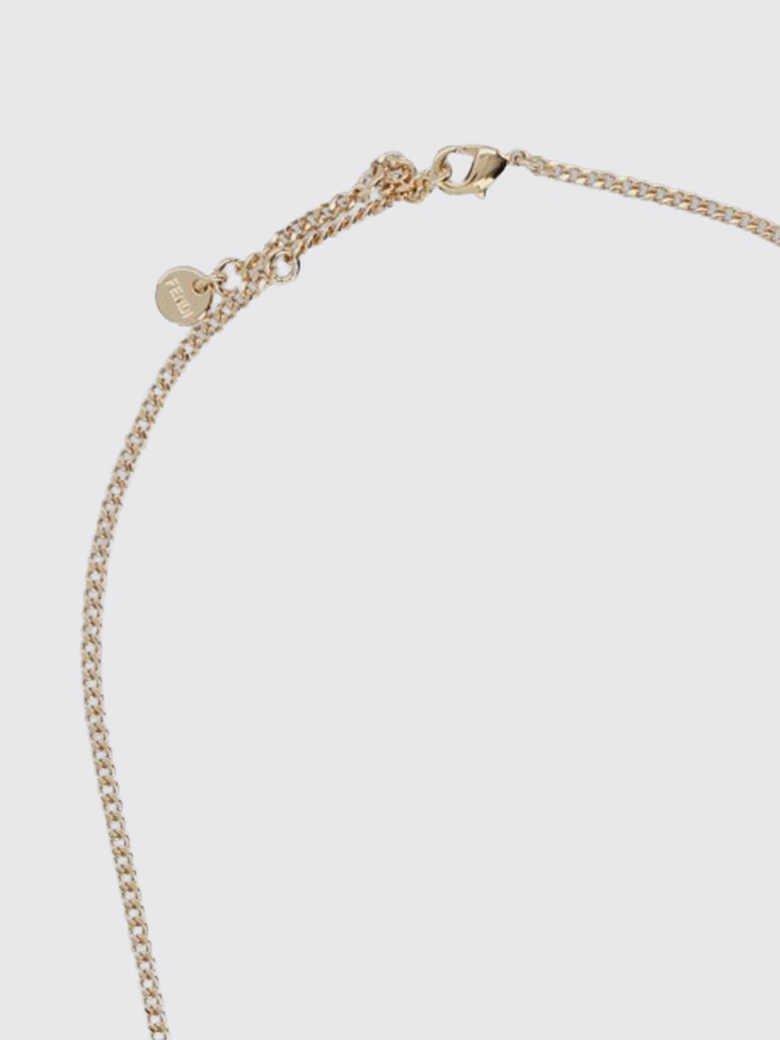 FENDI OS forever ff monogram rhinestone embellished brass necklace