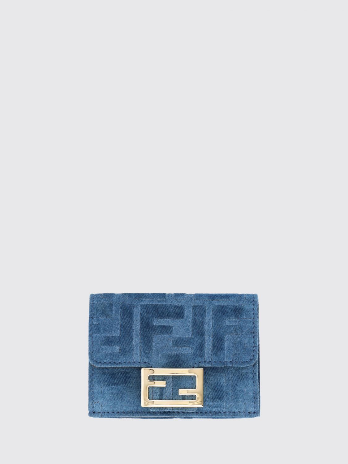 bifold wallet in velvet with all-over ff jacquard motif