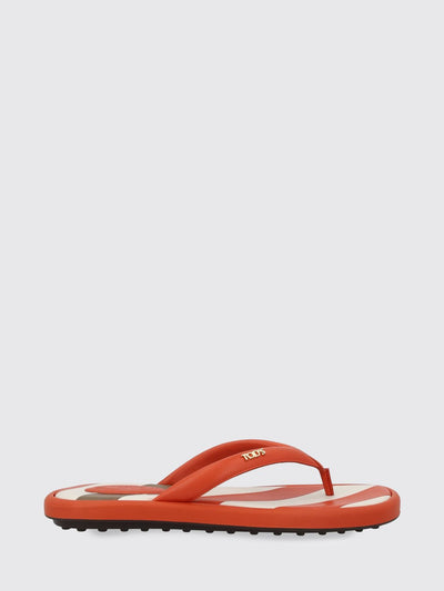 leather thong sandals with metal logo and iconic gommini