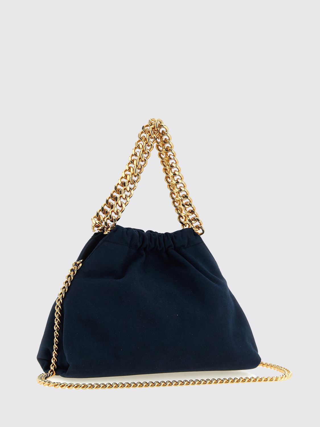 faux suede mini bag with chain handle and charm