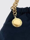faux suede mini bag with chain handle and charm