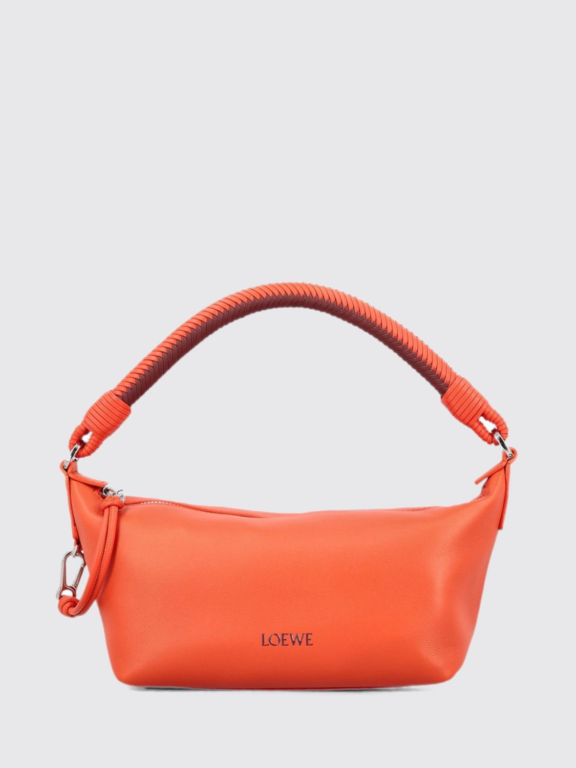 lambskin nappa shoulder bag with woven handle