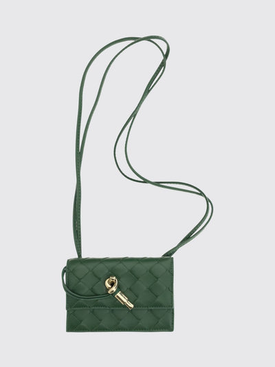 crossbody document holder in woven nappa lambskin