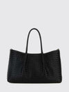 large pinacoteca tote bag in woven calfskin leather