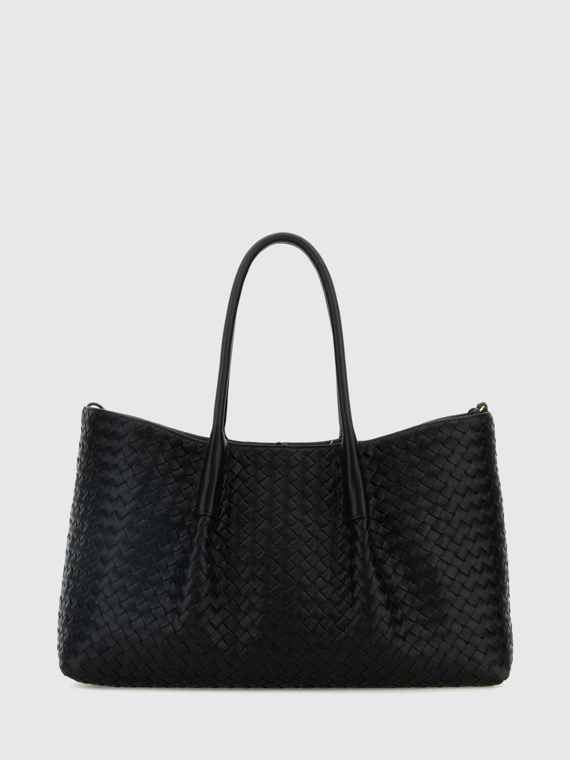 large pinacoteca tote bag in woven calfskin leather