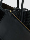 large pinacoteca tote bag in woven calfskin leather
