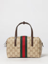 gg supreme fabric mini handbag with double leather handle