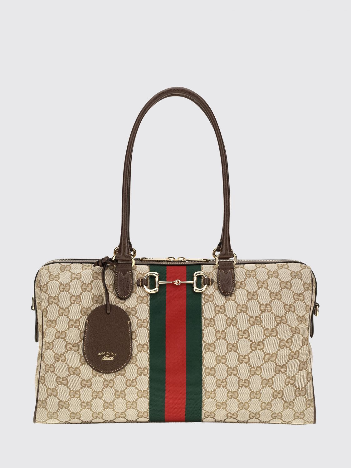 large gg jacquard fabric shoulder bag with horsebit detail