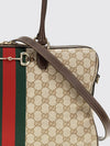 large gg jacquard fabric shoulder bag with horsebit detail