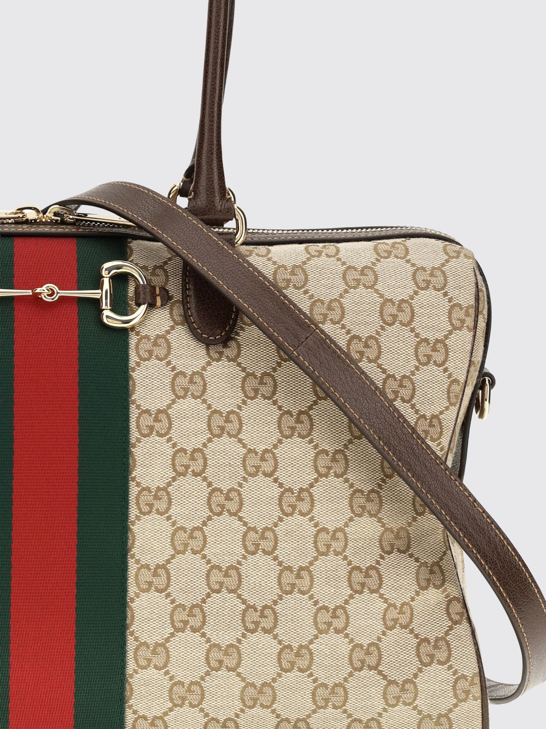 large gg jacquard fabric shoulder bag with horsebit detail