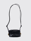 black intrecciato leather loop mini crossbody bag