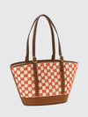 raffia shoulder bag with embroidered gg monogram and double handles