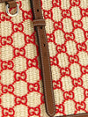 raffia shoulder bag with embroidered gg monogram and double handles