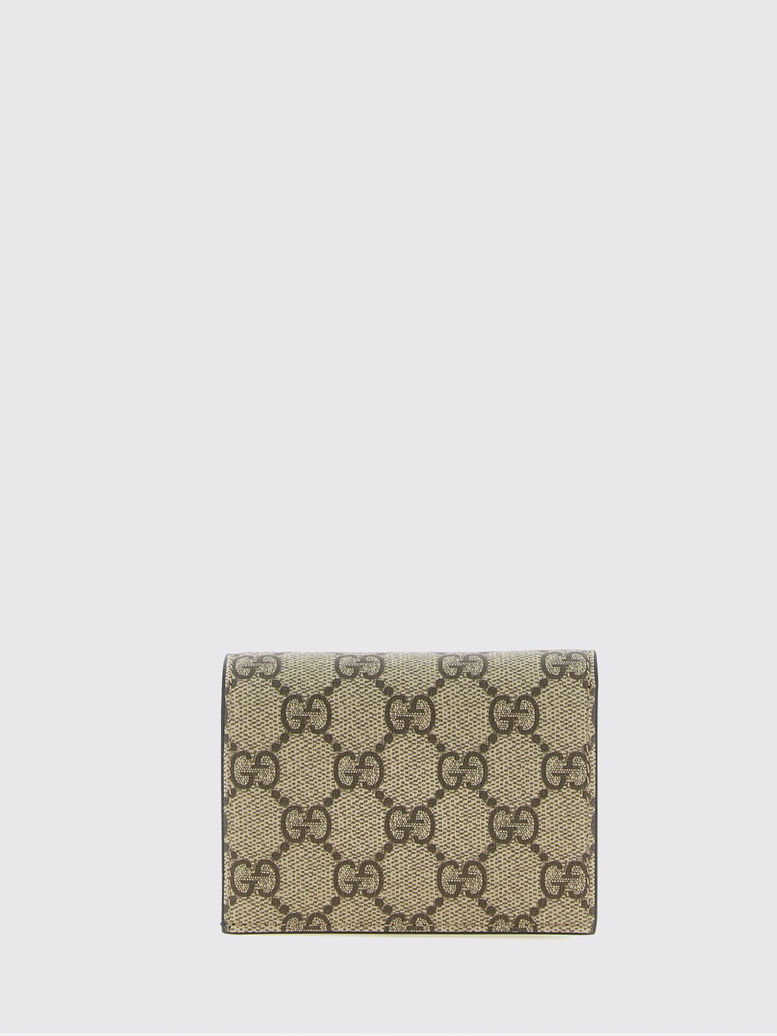 wallet in gg supreme fabric and leather with flap closure