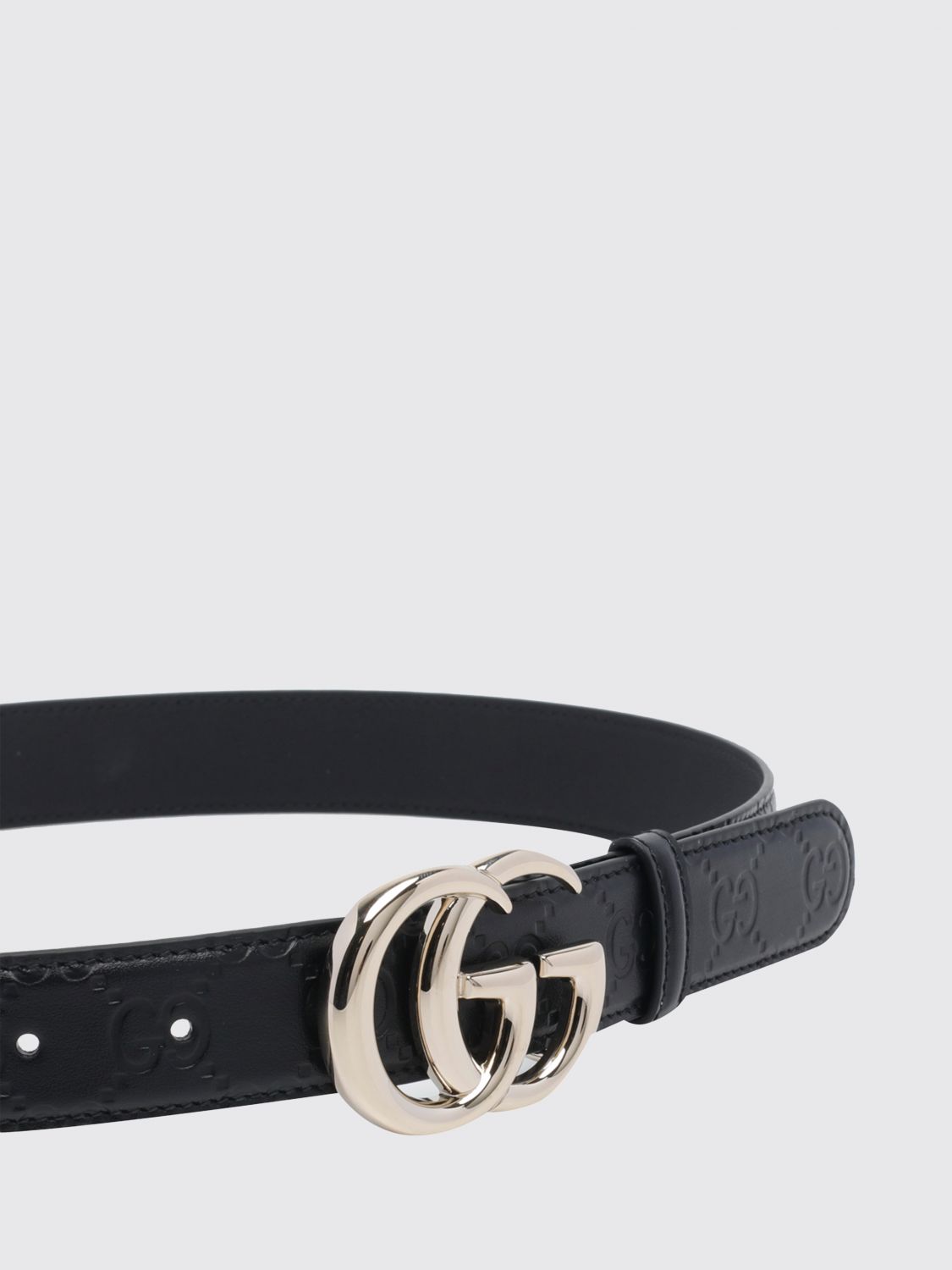 women's calfskin leather belt with gg monogram buckle