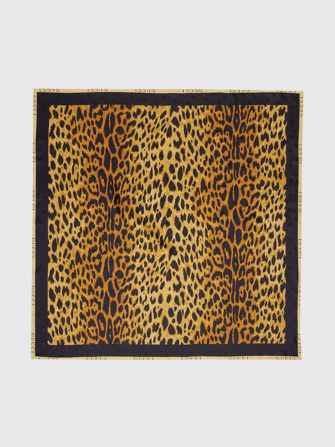 GUCCI OS square silk foulard with animal print and logo