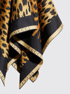 square silk foulard with animal print and logo