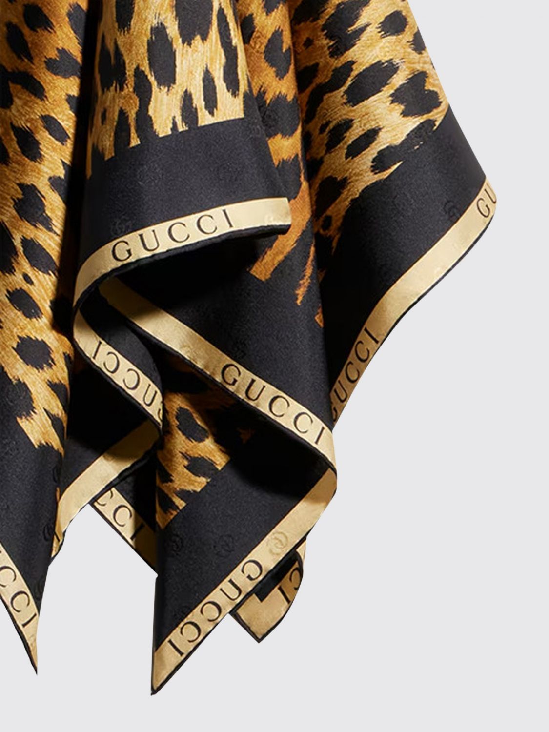 square silk foulard with animal print and logo