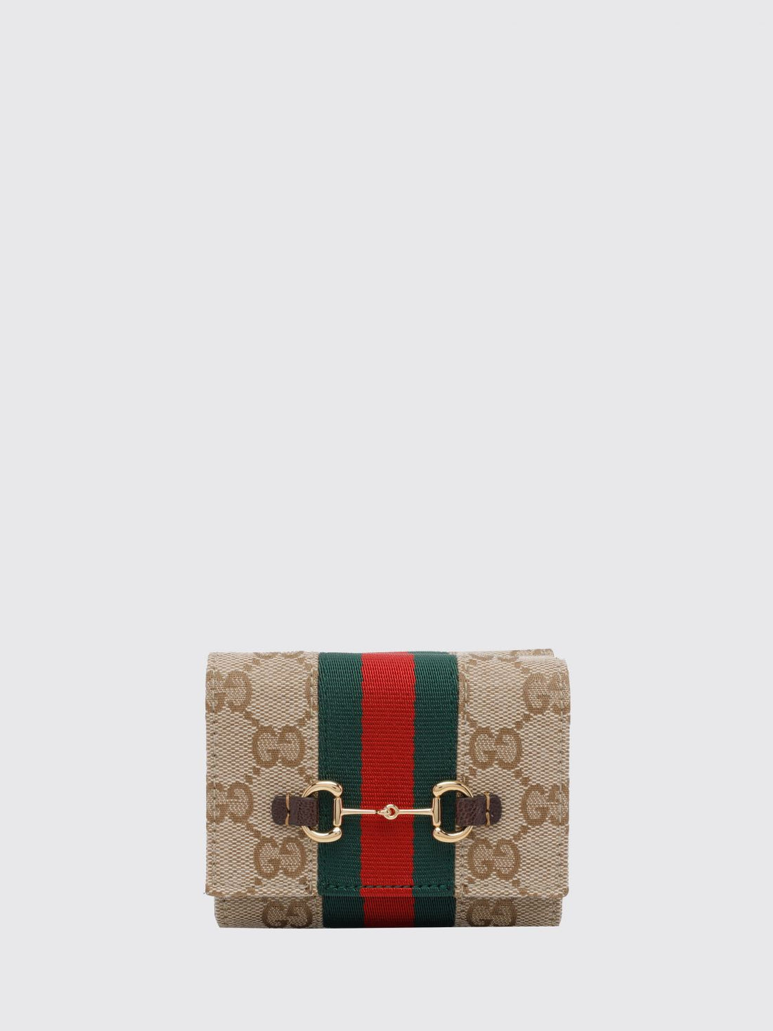 GUCCI OS horsebit web trifold wallet in gg supreme fabric